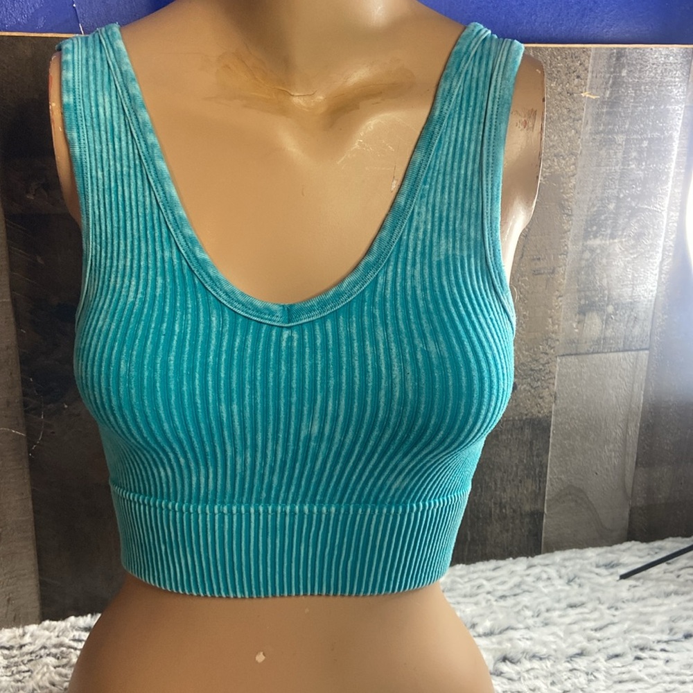 Vibrant Teal Ribbed Tank Top